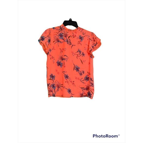 CECE Expressive Lillies Split Neck Top in Hot Lava Size M - Picture 4 of 10